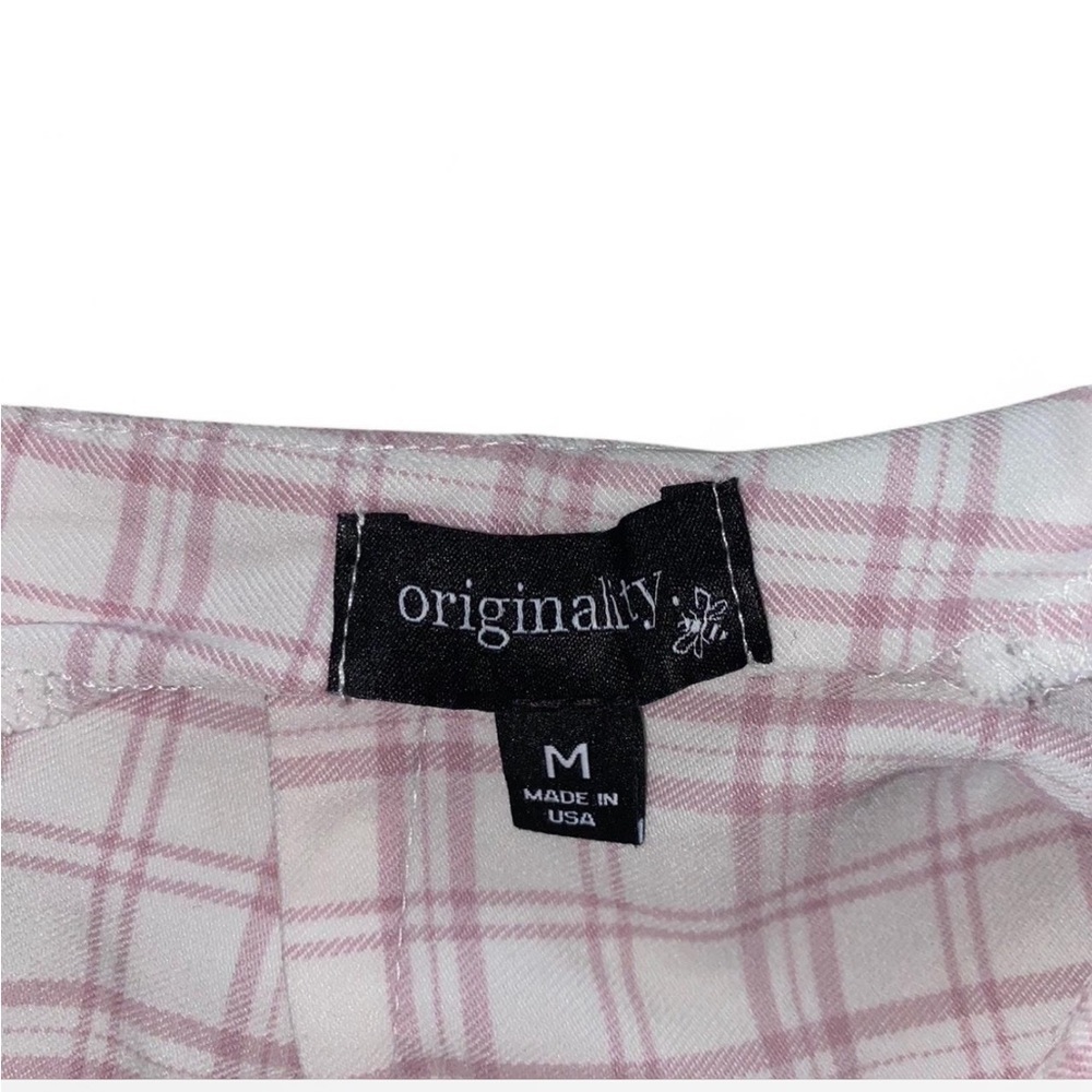 Vintage Y2K pink and white plaid mini skirt Made in USA size M - Picture 3 of 4
